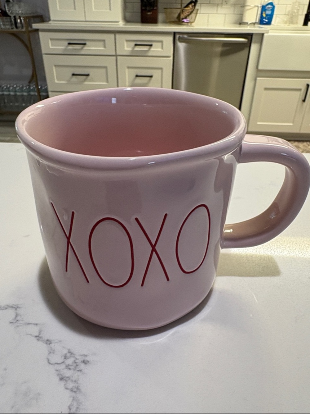 Rae Dunn Pink "XOXO" Mug with Red Lettering